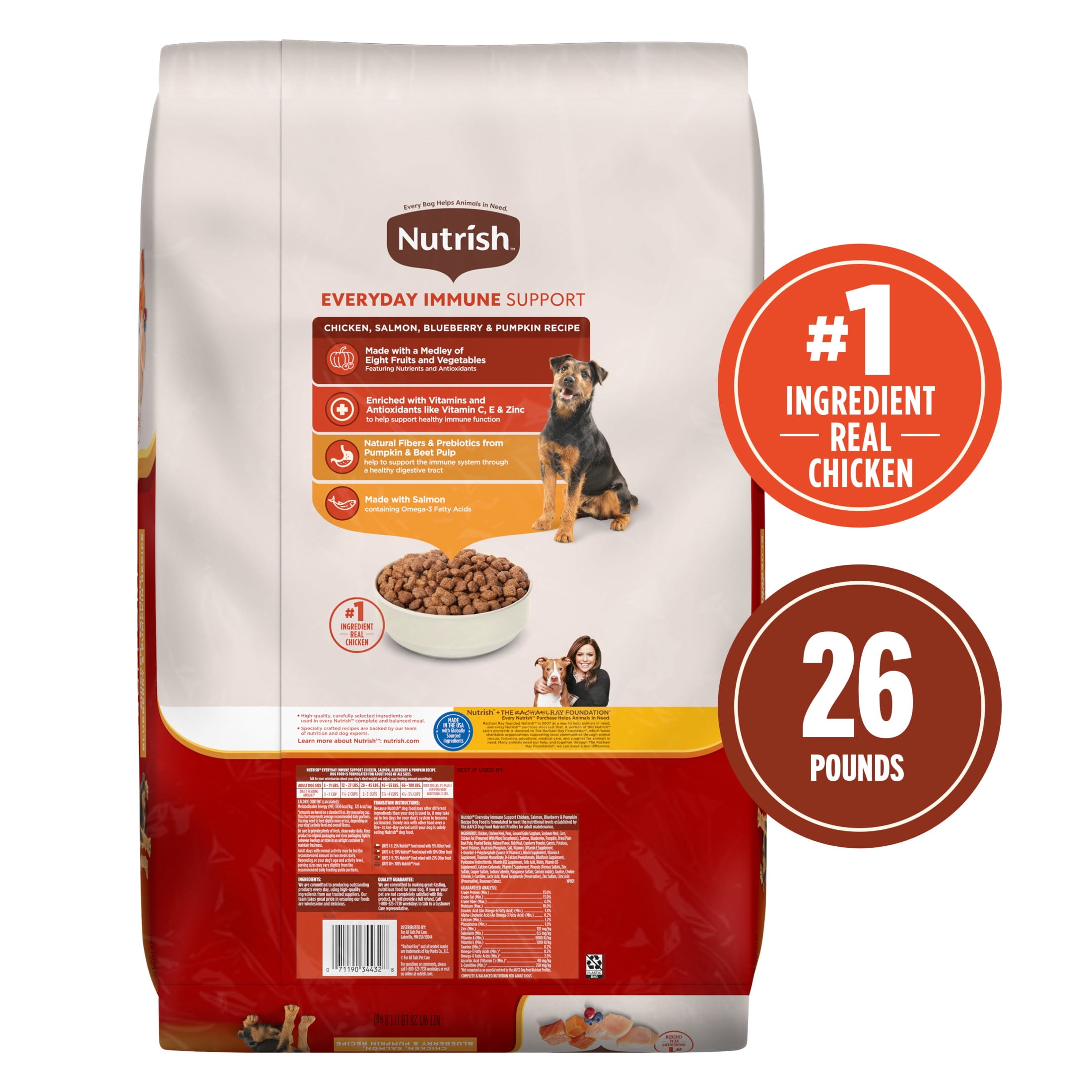 Nutrish Everyday Immune Support Chicken, Salmon, Blueberry & Pumpkin Recipe Dry Dog Food, 26lb Bag