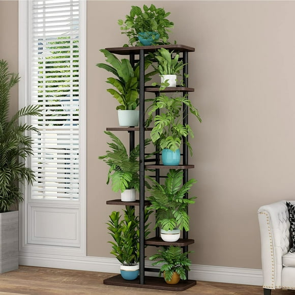 Plant Stand, 7-Shelf Plant Stand for Indoors and Outdoors ,Flower Stand Plant Display, Black
