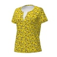 thumbnail image 2 of Goofa Ducky Cartoon Animal Yellow Pattern Womens Deep V Neck Low Cut Tops Casual Summer Short Sleeve Ribbed Knit T-Shirts-Medium, 2 of 5
