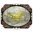 thumbnail image 1 of Moranse Religion Cross Cowboy Kneeling Prayer And Horse Design Belt Buckles, 1 of 6