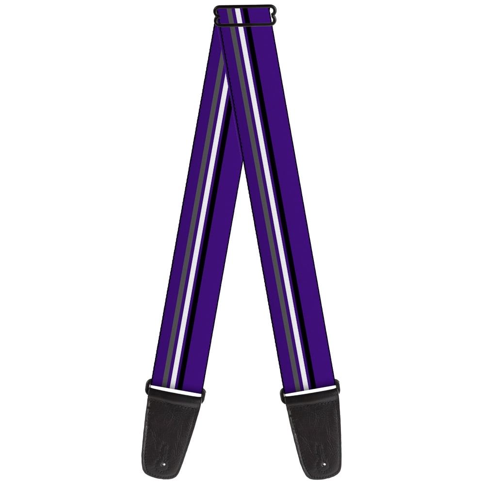 Buckle-Down Guitar Strap, Racing Stripes Purple Gray White Black, 2 Inches Wide
