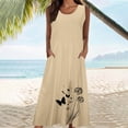 thumbnail image 4 of Womens Casual Loose Cotton Linen Long Tank Dress Fashion Graphic Sleeveless Flowy Dresses with Pockets, 4 of 5