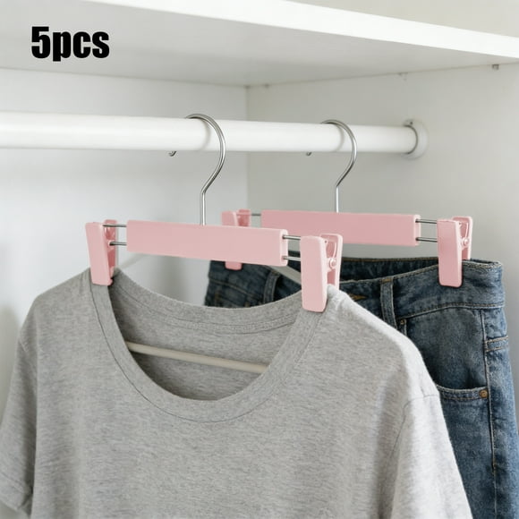 Perchero De Plástico Antideslizante Pinzas para pantalones de plástico antideslizantes rosas, 5 unidades, pinzas telescópicas para secar ropa, para el hogar. JASKFLY
