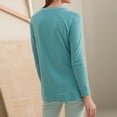 thumbnail image 2 of Hanerdun Women Long Sleeve Blouse Female Round Neck Button T-Shirt Sky Blue 2XL, 2 of 5