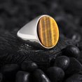 thumbnail image 1 of Mens Tiger Eye Stone Minimal Silver Ring, Natural Brown Gemstone Classic Men Accessory, Handmade Unique Gift, Men Handmade Unique Gift, 1 of 1