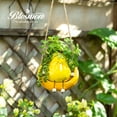thumbnail image 3 of Blosmon Hanging Swing Planter for Indoor Plant - Cute Outdoor Swinging Succulent Pot with Smiley Face - Small Ceramic Wall Planters for Live Pearls Plants, 3 of 7