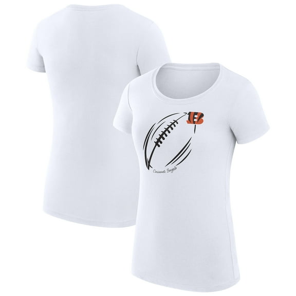 Women's G-III 4Her by Carl Banks White Cincinnati Bengals Super-Slim Fit Lightweight Subtle Football T-Shirt