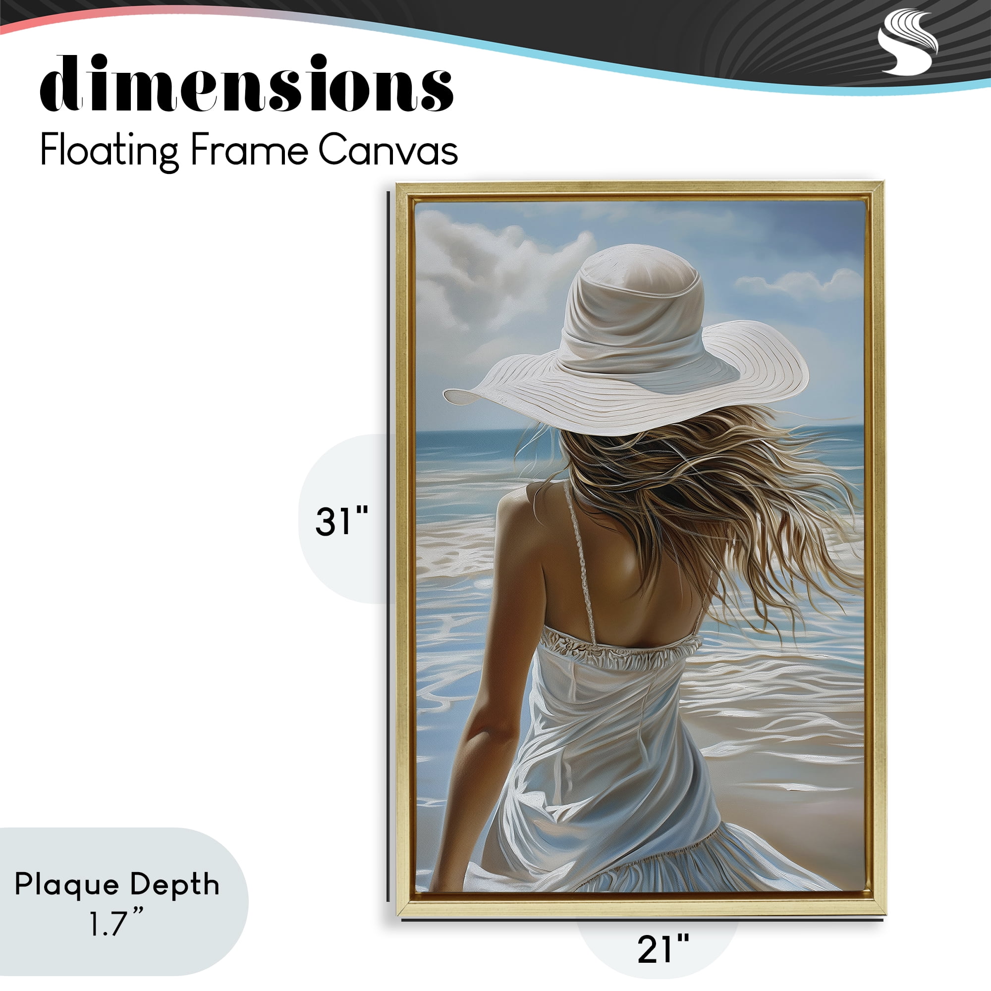 Stupell Industries Seaside Breeze & Flowing Dress Gold Framed Floater Canvas Wall Art, design by Imagine It Images