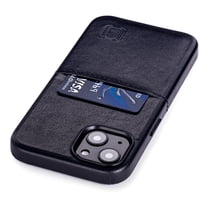 Dockem iPhone 13 Exec M1 Card Case; Built-in Metal Plate, 1 Lay-Flat Card Slot, Premium Synthetic Leather, Black