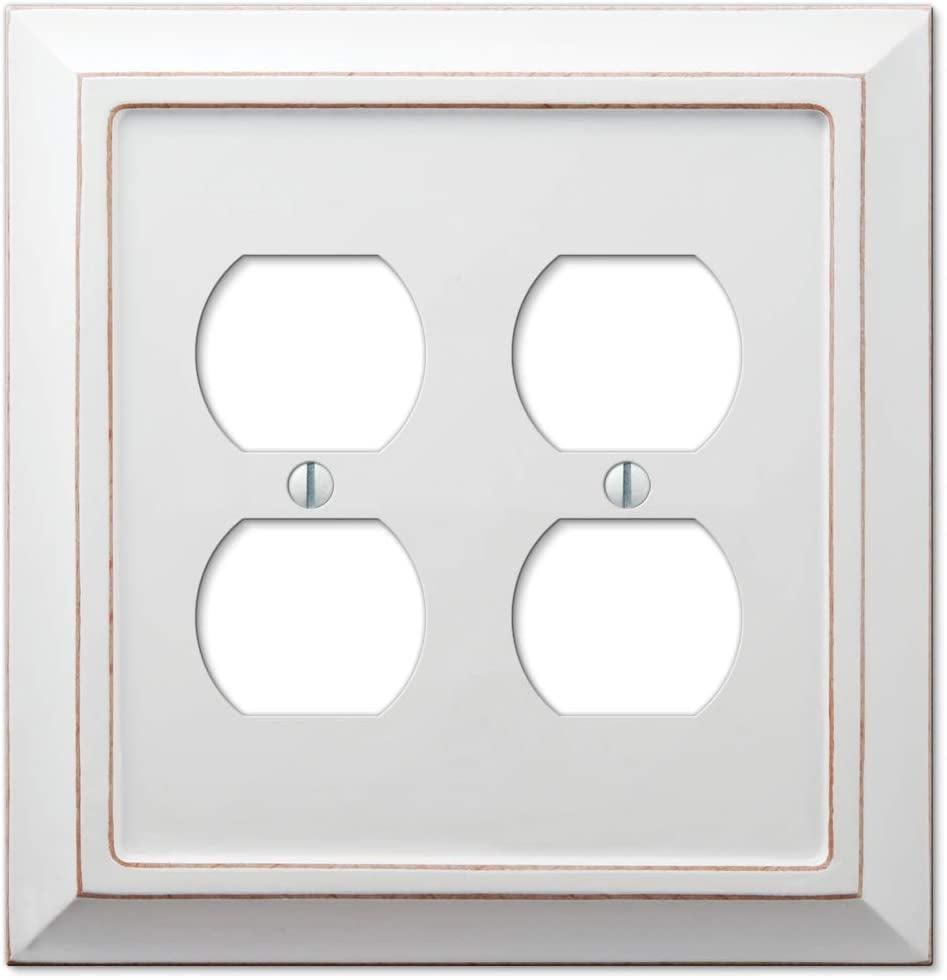 Amerelle 4040DDDW Moderne Wallplate 2 Duplex Wood Distressed White 1-Pack