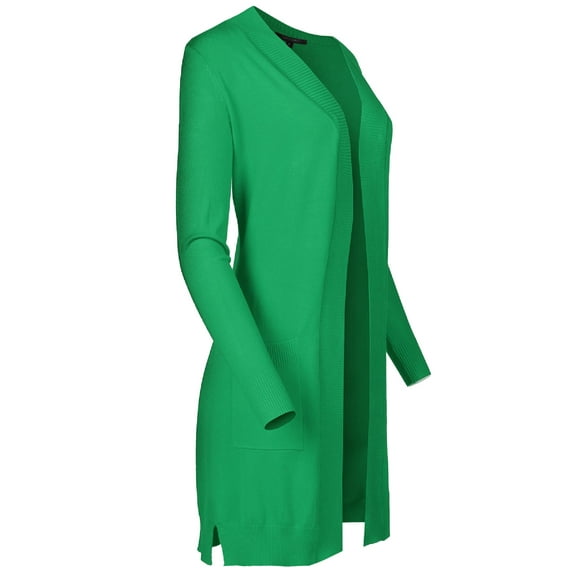 FashionOutfit Women's Essential Solid Soft Stretch Long-line Long Sleeve Relaxed Knit Cardigan Sweater