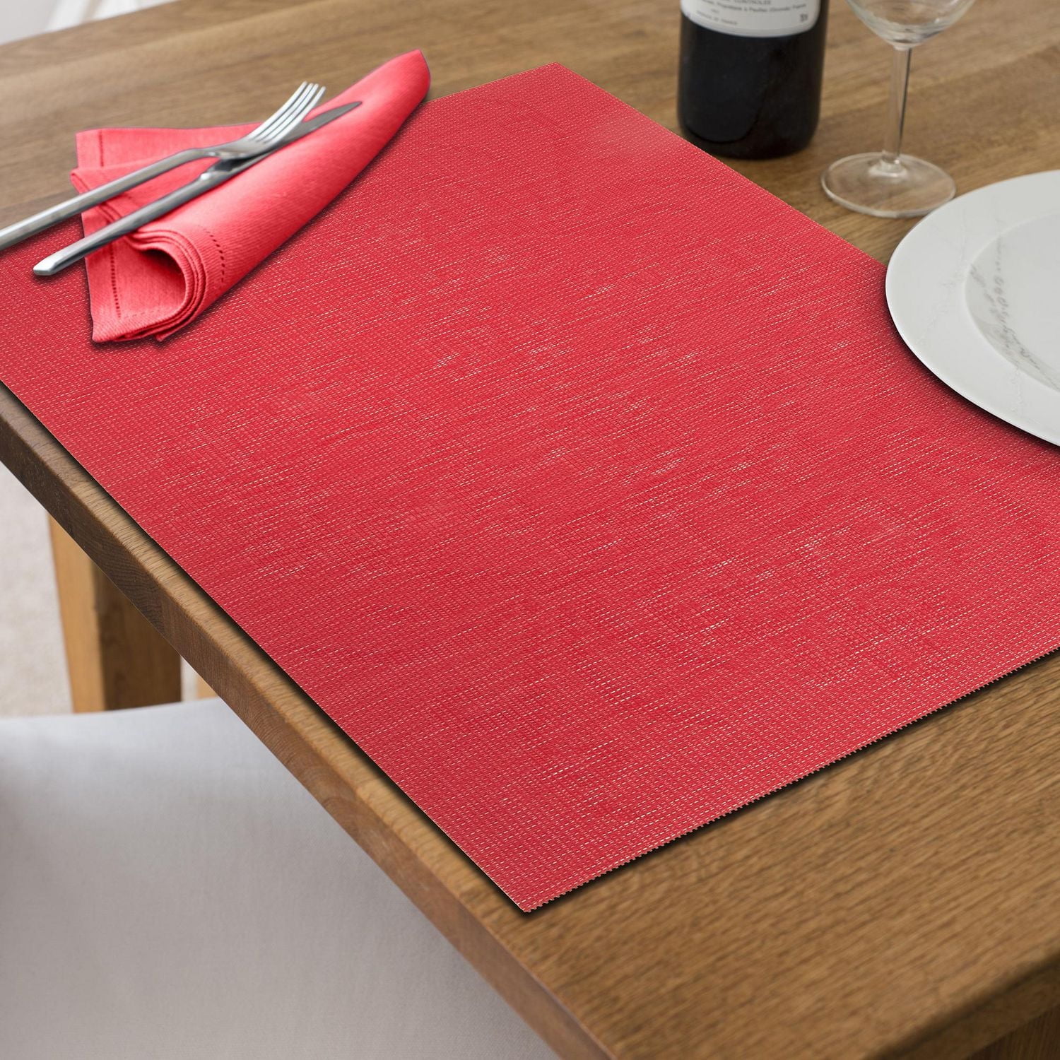 IH Casa Decor Vinyl Placemat Damask Red - Set of 12