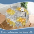 thumbnail image 6 of Round Tablecloth 60 Inch,Orange and Grey Flower Table Cloth Autumn Holiday Polyester Table Cover Decorative for Indoor Outdoor Kitchen Dining Party, 6 of 6
