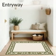 thumbnail image 3 of ODIKA 2'x3' Machine Washable Non-Slip Area Rug, Heritage Scroll Border with Stylized Bloom Array High Traffic Rug with Pad, Green, 541729, 3 of 8