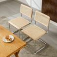 Zesthouse Woven Rattan Dining Chairs (Set of 2), Mid Century Modern Style with Chrome Legs ...