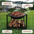thumbnail image 6 of SereneLife  2-in-1 Steel BBQ Grill 26" Portable Outdoor Wood Burning Fire Pit, 6 of 7