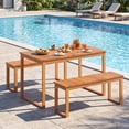 thumbnail image 4 of Costway Outdoor Acacia Wood Dining Table. Rectangular Patio Table with Slatted Tabletop, 4 of 9