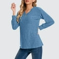 thumbnail image 2 of Ashirexll Winter Sweaters Pullover Sweaters for Women Long Sleeve V-Neck Groove Brushed Pullover Sweater Soft Tops, 2 of 7