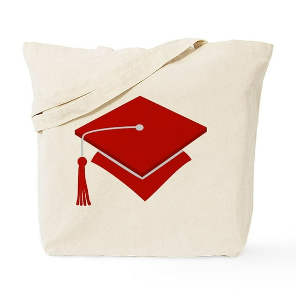 CafePress - Dark Red Graduation Hat - Unisex Canvas Tote Bag, Beige, 1-Piece