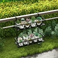 thumbnail image 4 of Gymax 2-Tier Flower Pot Holder Balcony Hanging Rack Railing Shelf w/ Adjustable Hooks, 4 of 10