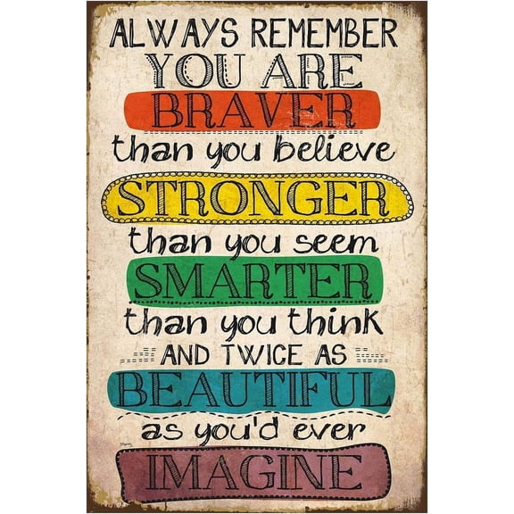 Tin Sign 5.5x8 Inch Motivational Positive Tin Metal Sign, Little Reminders Wall Décor, Remember You Are Beautiful, Encourage Gift For Kids Teens Women Home Office Bedroom Living Room Cafes