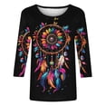 thumbnail image 5 of Xuyuer Carnival Style Print T-Shirt - Women's Fashion Loose Round Neck 3/4 Sleeve Top for Daily Wear, Festival Themed Outfits, Playful Seasonal Style & Streetwear Statement Piece, 5 of 5