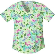 Butterfly Flock print V-Neck Scrub Top