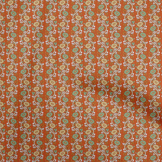 oneOone Polyester Spandex Orange Fabric Floral Sewing Craft Projects Fabric Prints By Yard 56 Inch Wide