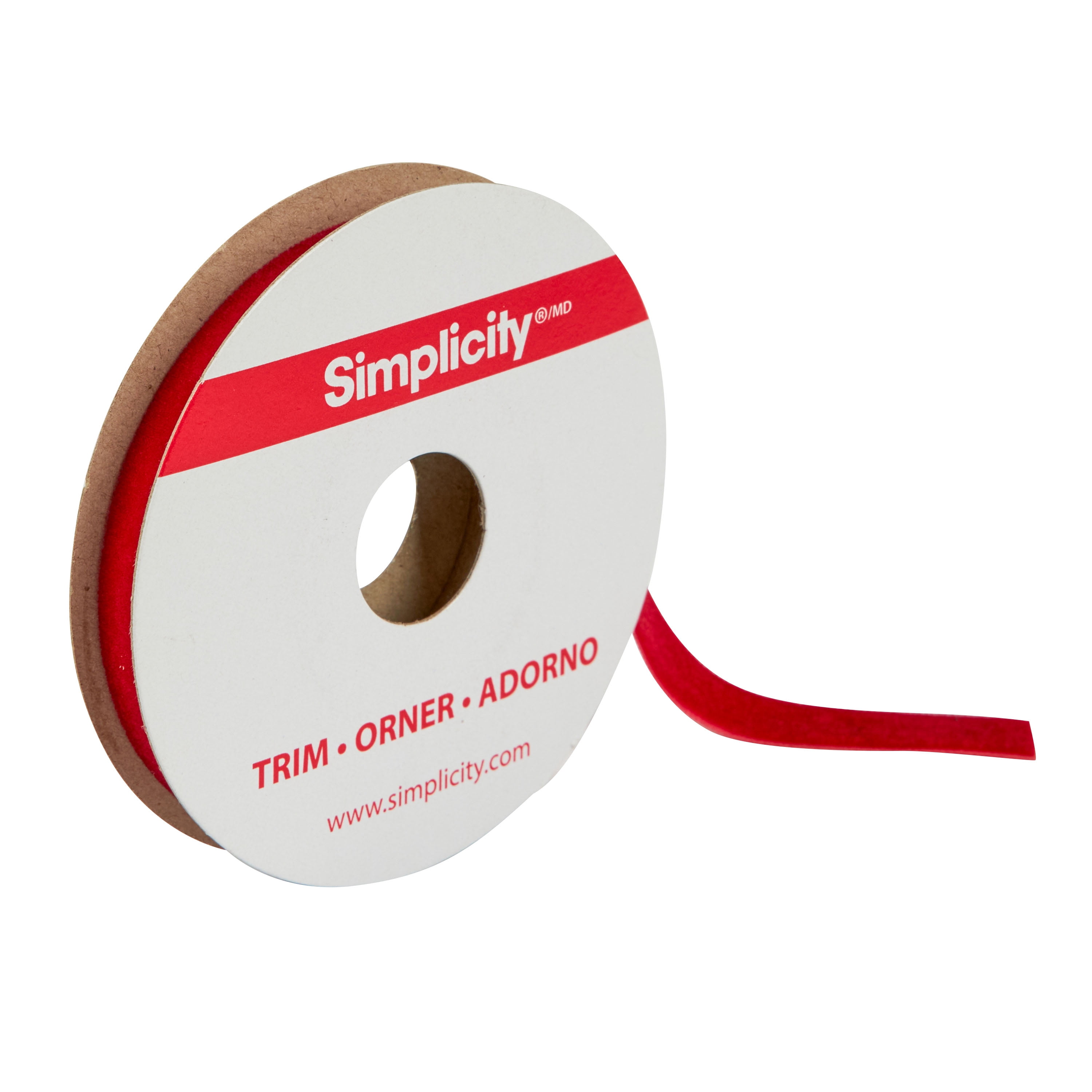 Simplicity Trim, Red 3/8 inch Velvet Trim Great for Apparel, Home Decorating, and Crafts, 3 Yards, 1 Each