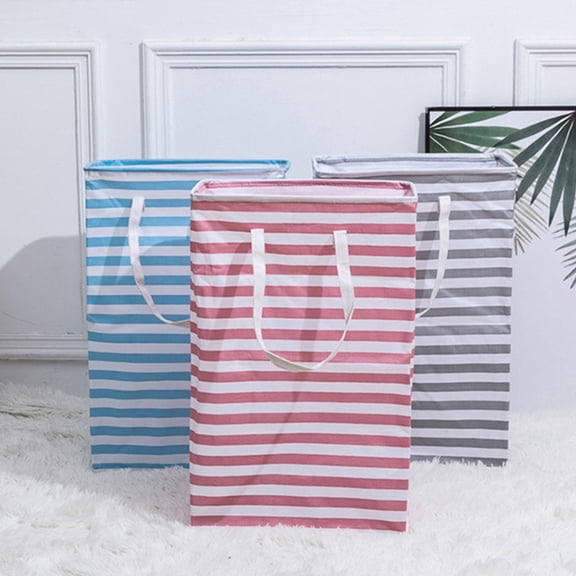 KONTONTY Collapsible Sky Blue Storage Basket with Handles for Home and Bedroom Use
