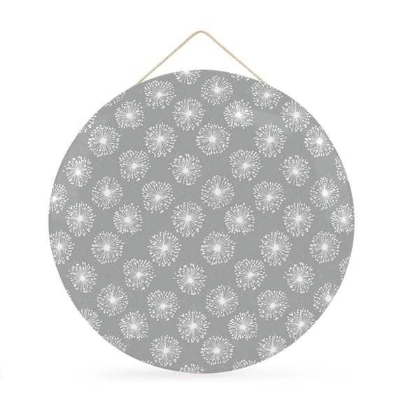 Welcome Sign for Front Door,Gray White Dandelion Round Metal Welcome Front Porch Decoration,Farmhouse Botanical Blossom Wall Hanging Sign for Living Room Kitchen Hallway Housewarming Gift 12''
