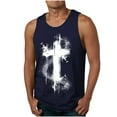 thumbnail image 2 of Pounoo New Mens Tank Tops Summer Cozy Fashion Casual Men's Summer Loose Waistcoat Print Sport Round-Neck Tank Features Lightweight Workout Tanks for Men Navy, 2 of 4