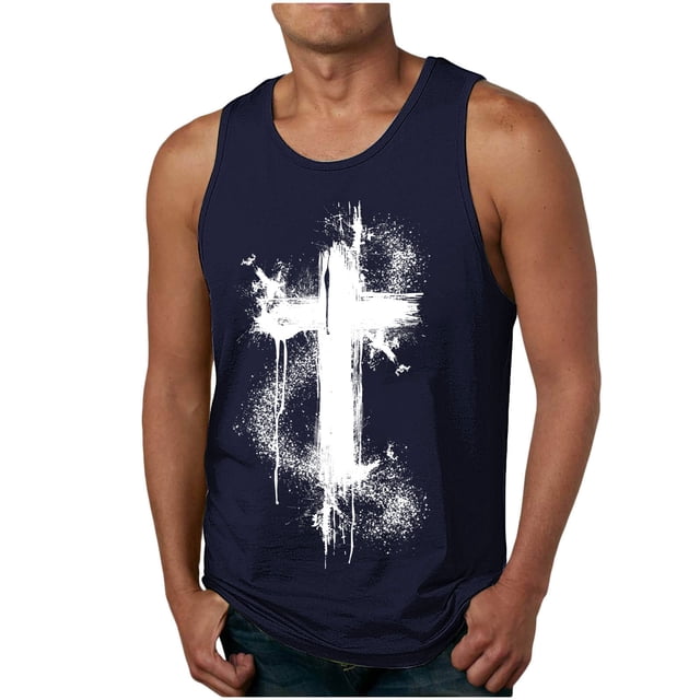 Tanques para Hombre para el Verano Solto Chaleco Impresión Deportivo Cuello Redondo, Casual