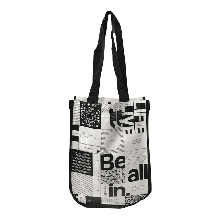 Lululemon Large Reusable Shopping Tote Lunch Bag Yoga ❤️ White Black ❤️  **NEW!**
