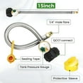 thumbnail image 6 of 18 Inch RV Propane Hoses with Gauge,  Camper Propane Hose with Gauge Stainless Steel Braided, 1/4" Male, 40Lb 250PSI, NPT x QCC1 Fittings (2 Pack), 6 of 7