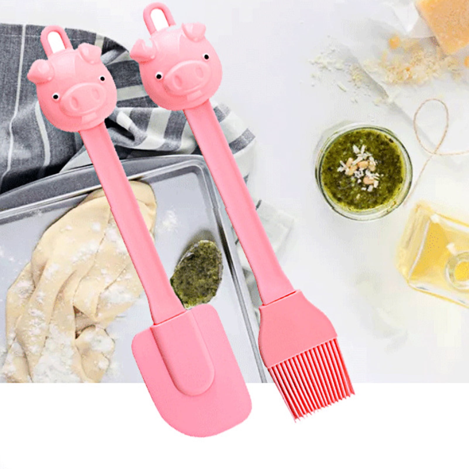 5pcs/set, Cartoon Men Design Silicone Baking Set, Silicone Kitchen Spoon,  Egg Beater, Scraper And Oil Brush, Can Stand, Cute Baking Tool, Household Ba