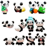 Panda Doll Mini Panda Toy Panda Cake Decoration Cute Panda Birthday Party Decorations (12pcs/1 Set)