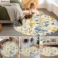 thumbnail image 5 of Round Rugs 3Ft, Seasonal Botanical Blooms Round Area Rug Washable Indoor Throw Carpet, Blue Yellow Flowers Small Non Slip Circle Rug for Bedroom Living Room Home Decor Aesthetic, 5 of 8