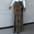 thumbnail image 4 of DHFJKG Skirts For Women Leopard Flare Hem Side Slit Maxi Long Skirt Stretchy Flowy Slim Fit Bodycon Versatile Skirt, 4 of 8