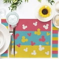 thumbnail image 3 of Summer Cartoon Mouse Placemats Set of 4, Pink Teal Yellow Stripes Dining Table Place Mats, Seasonal Kitchen Decor Home Decoration 12 x 18 Inch, 3 of 5