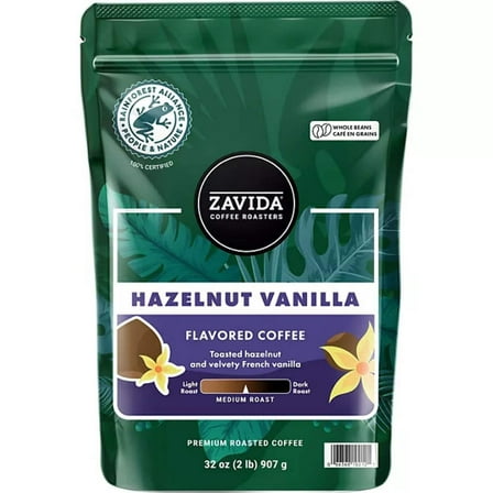 Zavida Hazelnut Vanilla Whole Bean Coffee, 32 Ounce