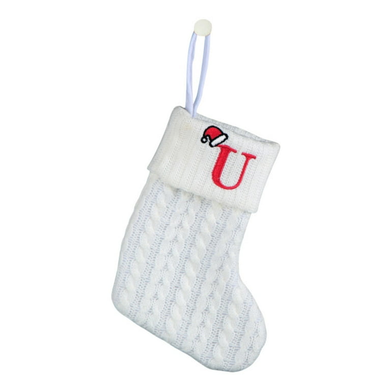 Christmas Stocking With 26 Letter, Initial Embroidered Mini Cute