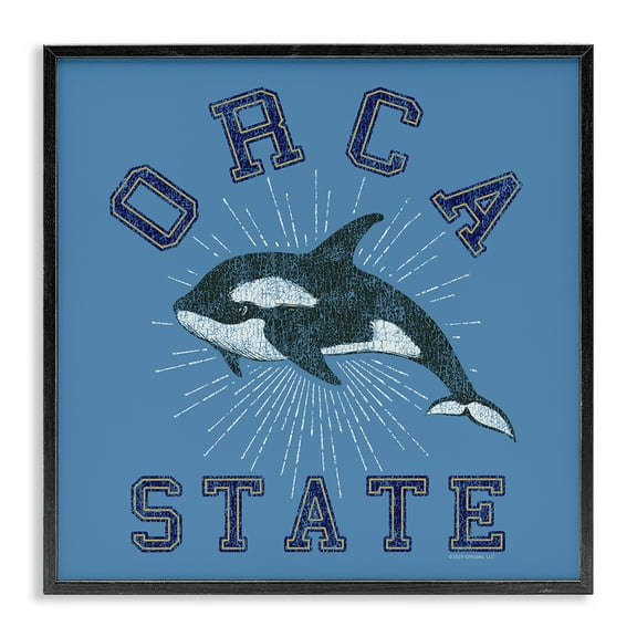 Stupell Industries Vintage Orca State Animals Painting Black Framed Art Print Wall Art, 12 x 12
