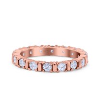 Rose Tone, Simulated Cubic Zirconia Size-6 Full Eternity Stackable Ring Wedding Band 925 Sterling Silver