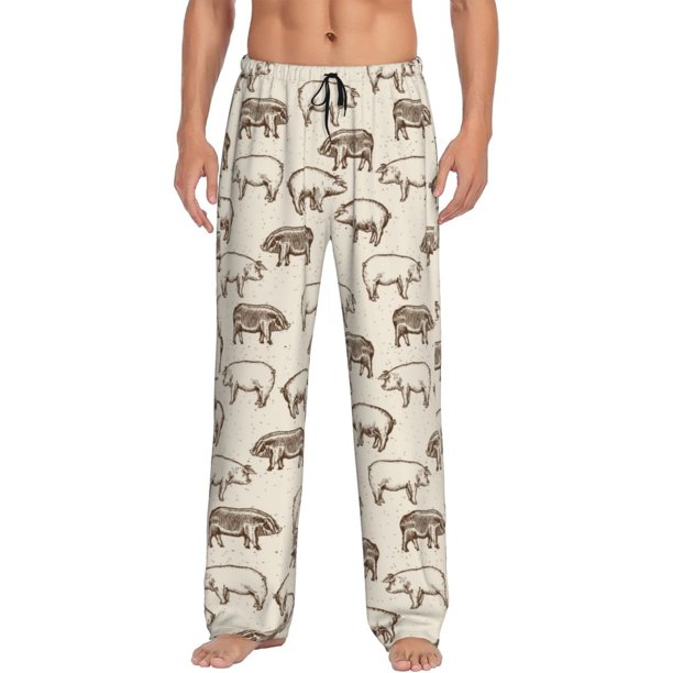 Balery Vintage Farm Pigs Pantalones de pijama para hombre, pijama ultraligero, pantalón de descanso-X-Large