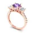 thumbnail image 2 of Clara Pucci 14K Rose Gold 1.97ct Alexandrite Three-Stone Ring for Women, 2 of 8
