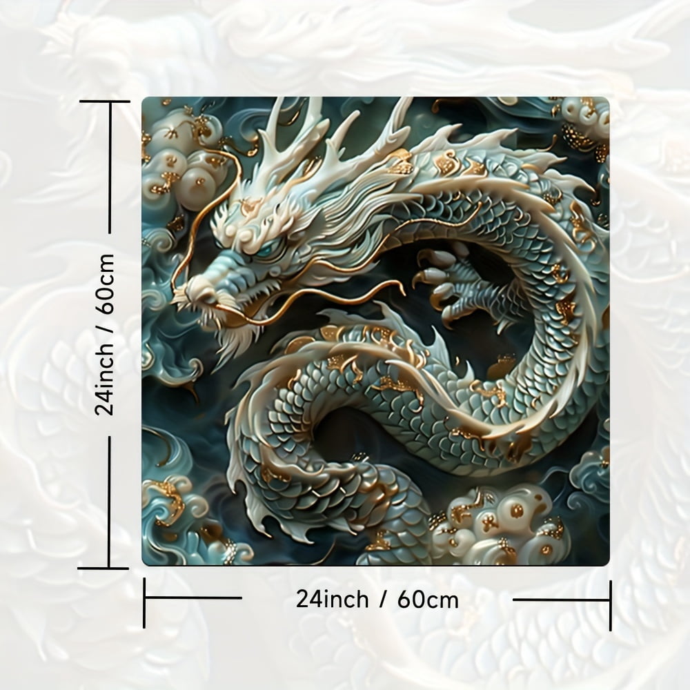 1pc, Dish Drying Pad, Dragon Pattern Washing Machine Dust Cover Pad, Washstand Drain Mat, Soft Faucet Absorbent Mat, Washstand Cup Mat, Kitchen Accessories, Bathroom Accessories