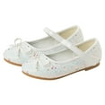 thumbnail image 4 of Xiaoxatg Girls Bow Sneakers With Secure Closure Sequined Flat Shoes For Dance Performance And Everyday Wear 10-10.5 Years White, 4 of 4