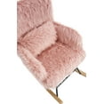 thumbnail image 4 of Comfortable Rocking Chair Nursery, Reading Chair with Lazy Plush Upholstery and Waist Pillow, Nap Armchair with Solid Wood Legs for Living Room Bedroom Apartment, Pink, 4 of 9