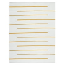 SAFAVIEH Montauk Oswald Geometric Striped Cotton Area Rug, Ivory/Gold, 6' x 9'